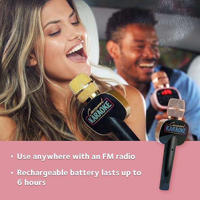 Carpool Karaoke Machine for Kids & Adults, Carpool Karaoke The Mic 2.0 - Wireless & Bluetooth Karaoke Microphone with Voice Changing Sound Effects as White Elephant Gift - Rose Gold