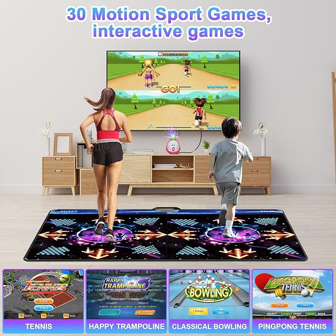 TV Dance Mat for Kids, Musical Dance Step Pad with 100+ Games, 200+Songs, HD Camera,2 Controllers, Plug and Play Games for Girls& Boys Over 3 Years