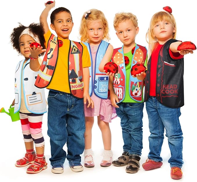 JaGely 13 Pieces Kids Dress up Clothes, Toddlers Community Helper Dress up Vest, Career Role Play Costumes, Cosplay Clothes for Girls and Boys Pretend Play Party Supplies, 13 Styles