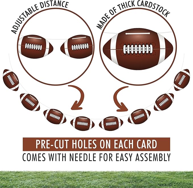 4PC - Football Party Decorations - Football Banner - Football Hanging Decorations Decor for Themed Birthday Party Bowl Game Fans Home Garland Supplies Flag