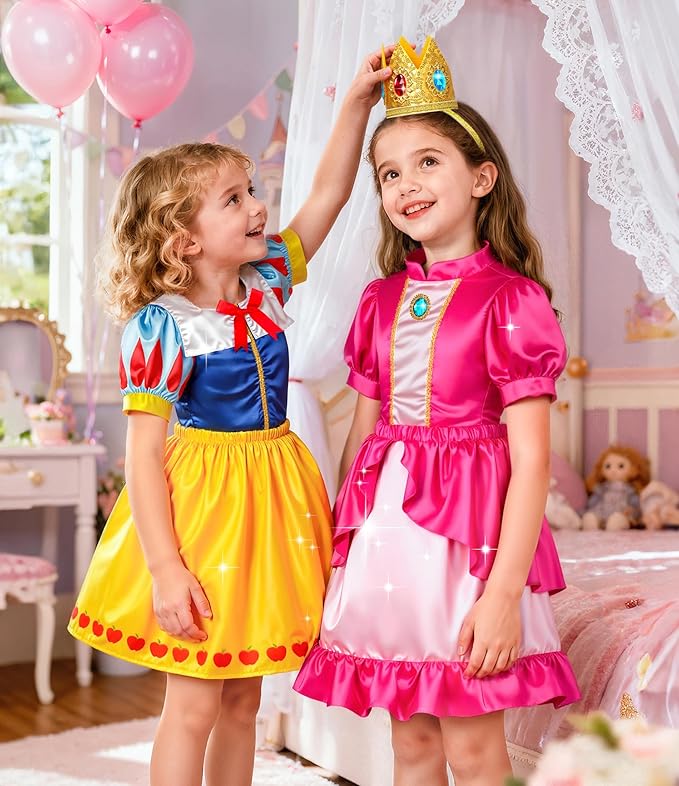 Princess Dress Up Clothes, Princess Dress Up Costume for Toddler Girls, Little Girls Princess Toys, Kids Dress Up & Pretend Play Sets Christmas Birthday Gifts for Kids Grandkids 3 4 5 6 Years