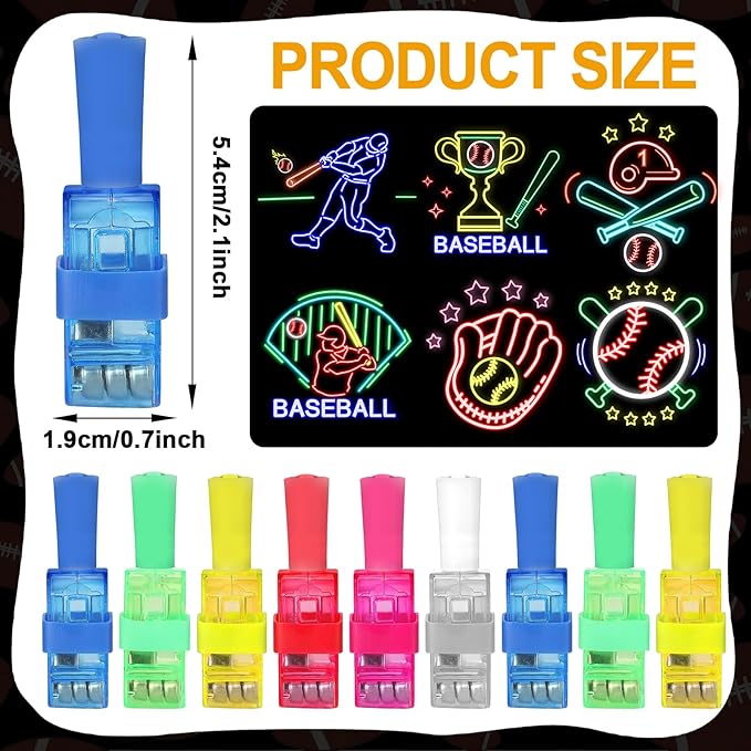 36Pcs Baseball LED Finger Lights Sport Party Favors Glow in the Dark Light Up Finger Lights Themed Toys Bulk for Birthday Party Goodie Bag Stuffer Birthday Gifts Classroom Prize