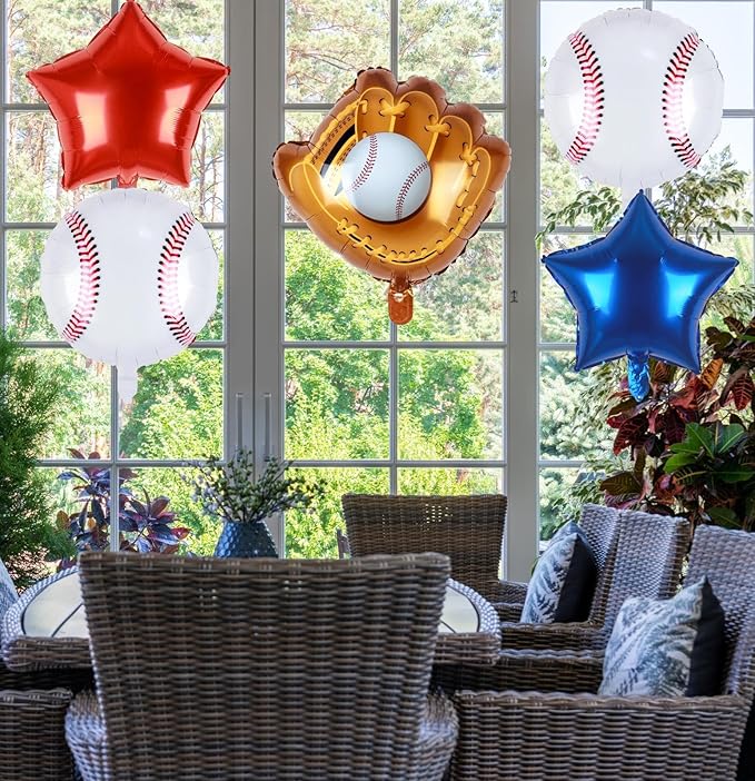 Baseball Balloons Baseball Party Decoration | Baseball Sports Theme Birthday Party Supplies Favors 20Inch Foil Mylar Navy Blue Red White Sports Balloon Arch Kits