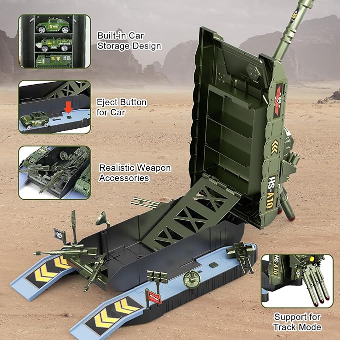 Army Tank Toys for Boys 3 4 5 6 7 8 Years Old, Military Toys Playset with 6 Mini Die-Cast Cars Helicopter & 10 Army Men Toy Soldiers, Kids Christmas Birthday Gifts Present for Boys Age 3+