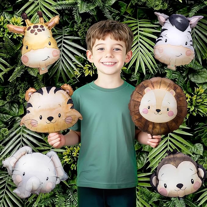 Jungle Safari Birthday balloons, Animal Balloons Décor Happy Birthday Party Decoration for Wedding Birthday Party (Number 6)