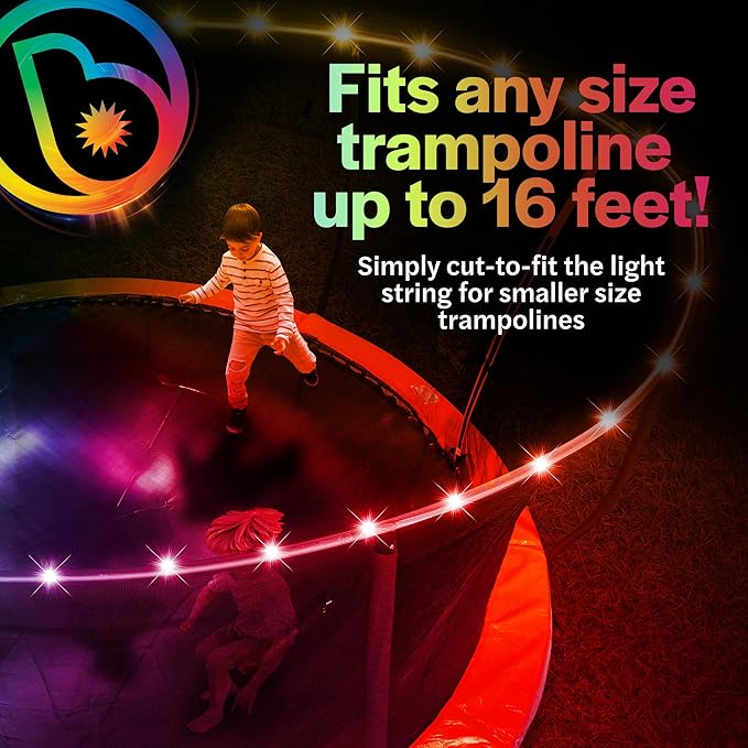 Brightz Above-The-Net Trampoline Lights - Fits All Trampolines up to 16 ft - Motion Activated with 3 Color Modes - Fun Trampoline Accessories - Christmas Gifts Stocking Stuffers for Kids, Boys, Girls