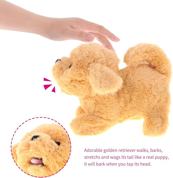 PowerTRC Interactive Golden Retriever Toy Puppy | Walking and Barking Pet for Kids | Realistic Design with Soft Fur | Fun Gift for Boys and Girls