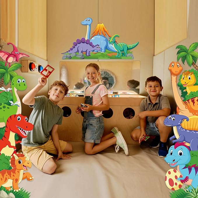 Namalu 3 Pcs Watercolor Dinosaur Door Banner Decorations Dino Birthday Themed Porch Sign Hanging Banners for Jungle Safari Photo Booth Props Front Door Window Wall Decor Supplies