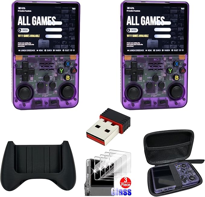 BitBox R36S ArkOs Authentic Retro Handheld Arcade Console - Built-in 20,000 Games & 64GB, 3.5 Inch IPS Screen, Ready to Play! (Purple 128gb Multiplayer MAX Bundle)
