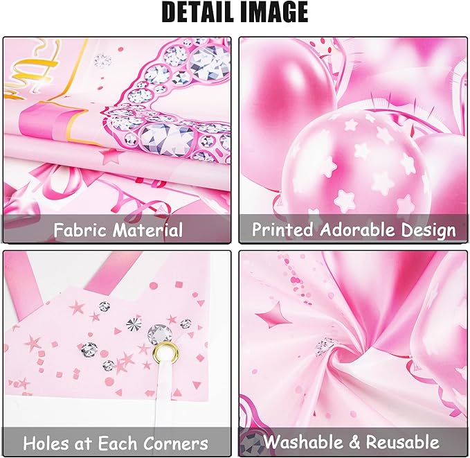 Sweet 16 Birthday Party Decorations for Girls - Pink 16th Happy Birthday Banner Heart Balloons Number 16, Photo Backdrop Crown Sash Party Supplies for Sixteen Years Old