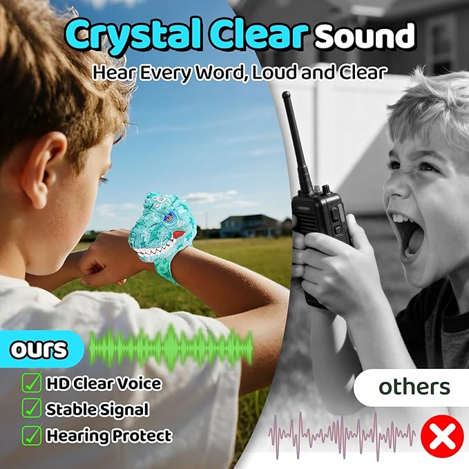 Vvinca Walkie Talkies for Kids 5 Pack, Toys for Boys Girls Age 3-13 Ourdoor Camping Gift, Including Dinosaur Walkie Talkies 2 Pack, Rechargeable Walkie Talkie 3 Pack for Christmas, Birthday Gifts