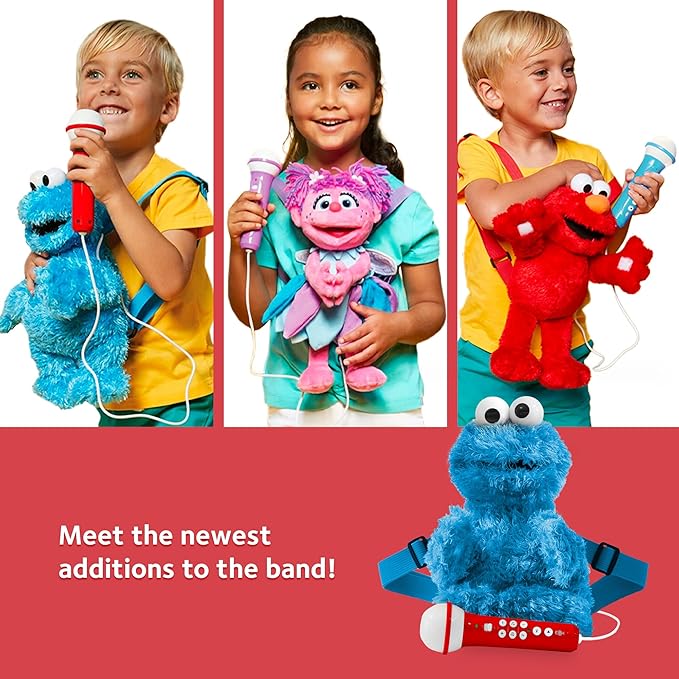 Singing Machine Karaoke Plush Sesame Street Toys (Cookie Monster Plush Toy) - Adjustable Carrying Straps - Sing-Along Built-in Real Working Microphone & Speaker with Record & Playback Function