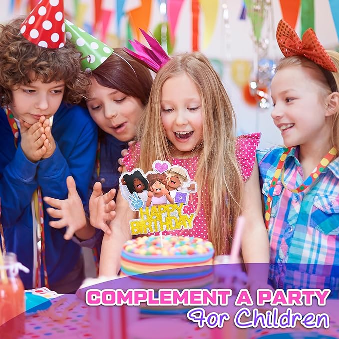 Happy Birthday Cake Toppers for Women – Vibrant & Glittery Gamer Cake Topper Decorations with Sturdy Cardboard – Easy-to-Install, Adjustable Women Birthday Party Decorations for a Festive Celebration