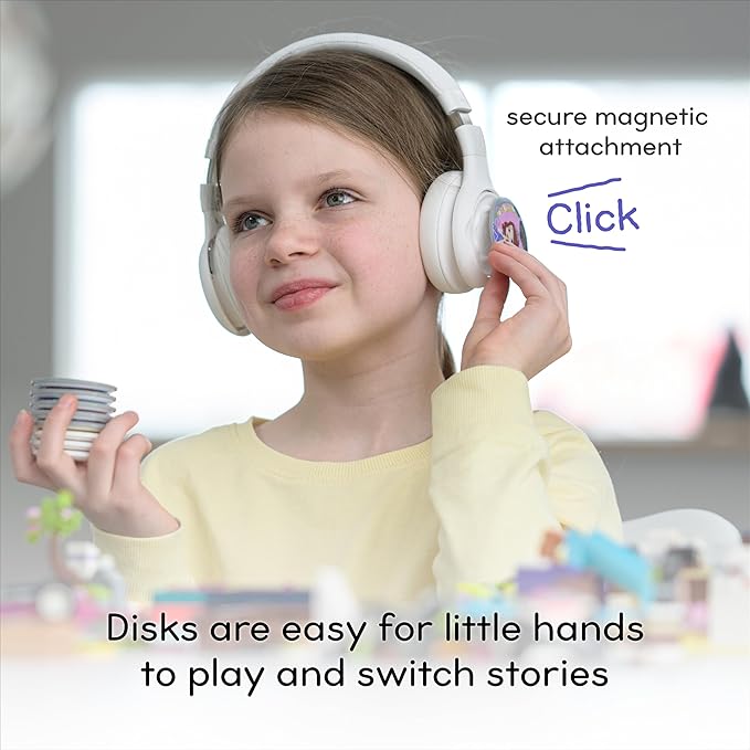 Storytelling Foldable Bluetooth Kids Headphones-Intro Bundle with ZenDisk and PlayShield, Perfect for Travel, Learning, Screen-Free Entertainment, Stories and Music by Onanoff (Grey)