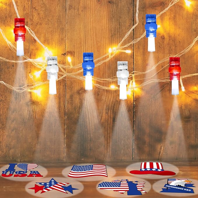 36 PCS 4th of July Party Favors Patriotic Red White Blue LED Light Up Finger Lights, Glow in the Dark Patriotic Party Bulk for Christmas Goodie Treat Bags Stuffers Independence Day Birthday Supplies