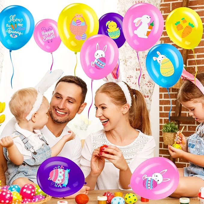 45 Piece Easter Party Latex Balloons Decorations, Easter Eggs Bunny Chick Balloon Hello Spring Happy Easter Decor for Spring Easter Birthday Theme Party Supplies Indoor Outdoor