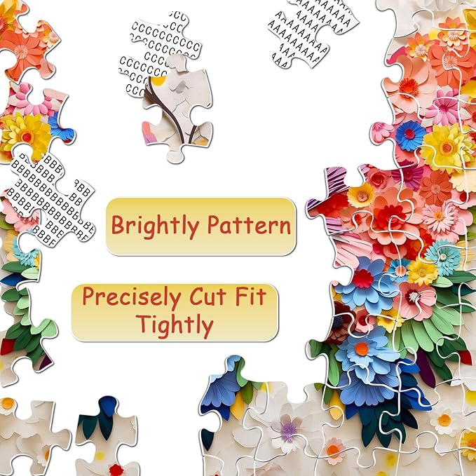 Butterfly Puzzles for Adults 1000 Pieces, Challenging Colorful Flower Butterflies Puzzles with Paper Art, Difficult Animal Plant Jigsaw Puzzles for Adults