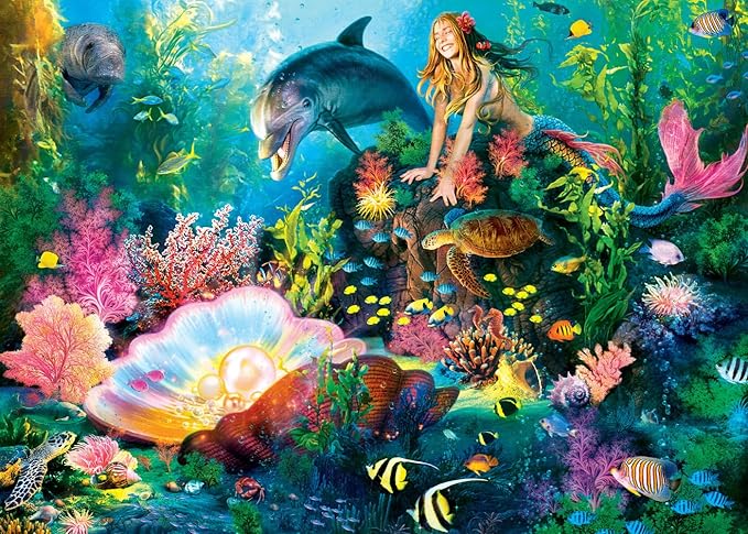 Masterpieces 500 Piece Glow in The Dark Jigsaw Puzzle for Adults, Family, Or Kids - Secrets of The Deep - 15"x21"