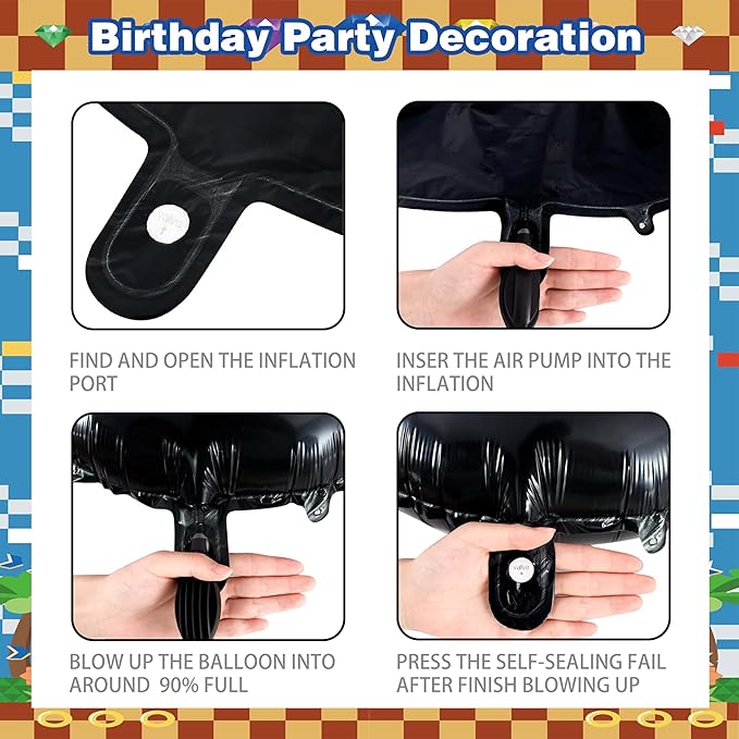 Cartoon Hedgehog Birthday Decorations for Boys,Blue Red Gold Fringe Curtains, Gold Circle Explosion Star Foil Balloon,Happy Birthday Banner