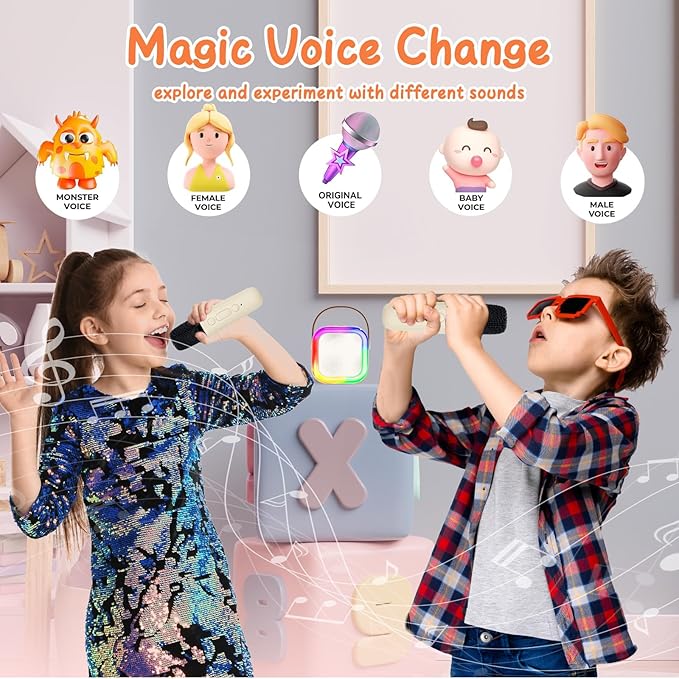 Karaoke Machine for Kids, Toys for 3-12 Years Old Girls Gifts, Kids Karaoke Microphone Machine Toy, Best Fun Christmas Birthday Gifts for 5 6 7 8 9 10 11 Years Teens Girl Boys