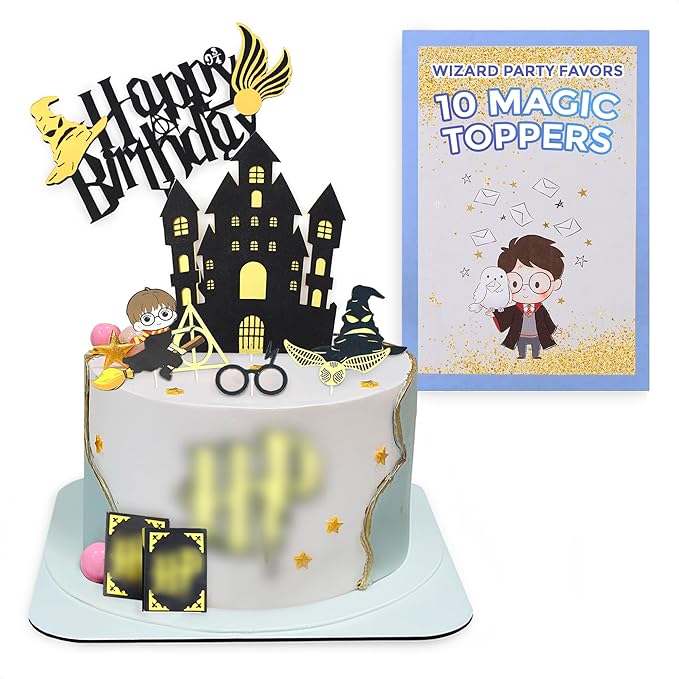 Cake Topper Decorations for Little Magicians - Sparkling Birthday Cake Toppers, Easy Installation & Adjustment, Bend & Fade Resistant Materials - Magical Birthday Decorations for Boys & Girls