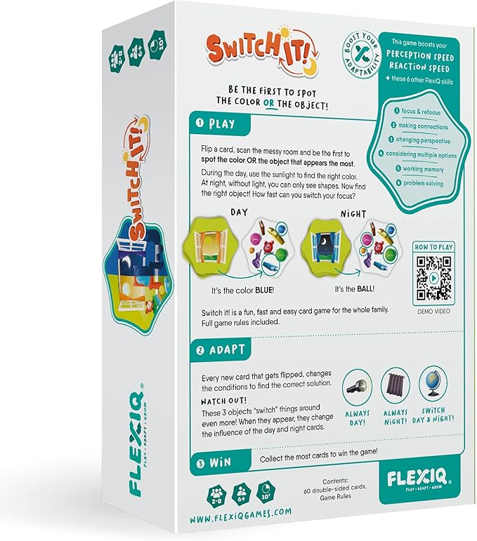 Switch It — Reaction Speed Card Game by FlexiQ, Brain Teasers for Kids 6+, Board Games for Family Night