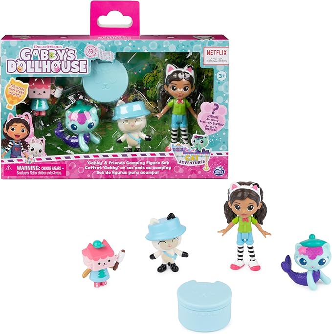 DreamWorks GABBY'S Dollhouse Campfire Gift Pack with Gabby Girl, Pandy Paws, Baby Box & Mercat Toy Figures, Collectible Kids Toys for Girls & Boys 3+