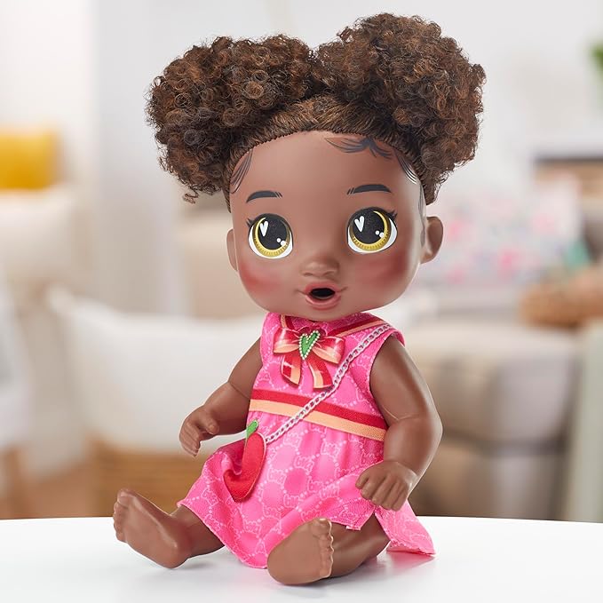 Baby Alive Bubbly Tea Party Berry Boo Doll with Teapot Accessories, Black Hair, 11 Inches, Toys for 3 Year Old Girls and Boys & Up