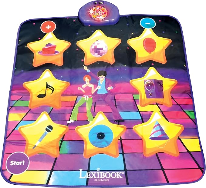 LEXiBOOK, Electronic Dance Floor Mat, Illuminated Keys, Built-in Speaker, Purple/Yellow, DM10
