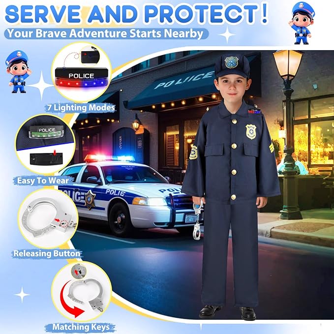 Toddler Dress Up Clothes, Kids Role Play Costumes 4 In 1 Set-Police Doctor Fireman Engineer for Kids Boys and Girls 3-8, Career Dress Up Pretend Play Toys, Birthday Halloween Christmas Gifts