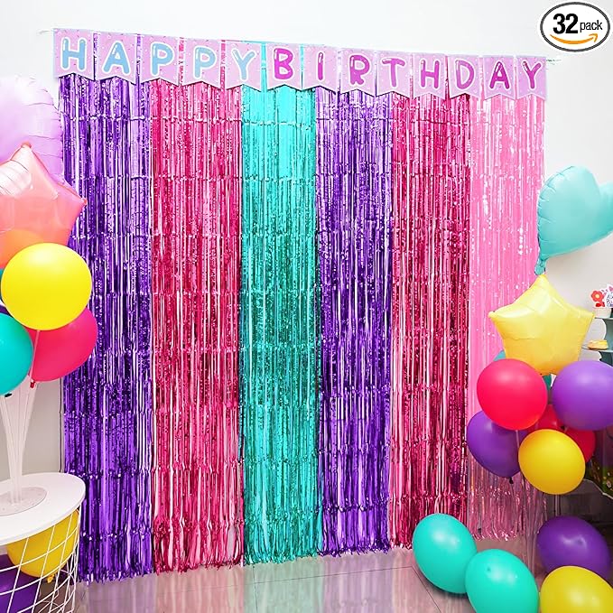 Cute Dollhouse Birthday Decorations, Including 2 Pack Dollhouse Party Streamers, 24pcs Doll House Balloons & 1pcs Doll House Birthday Banner for Doll-House Party Photo Backdrop Supplies