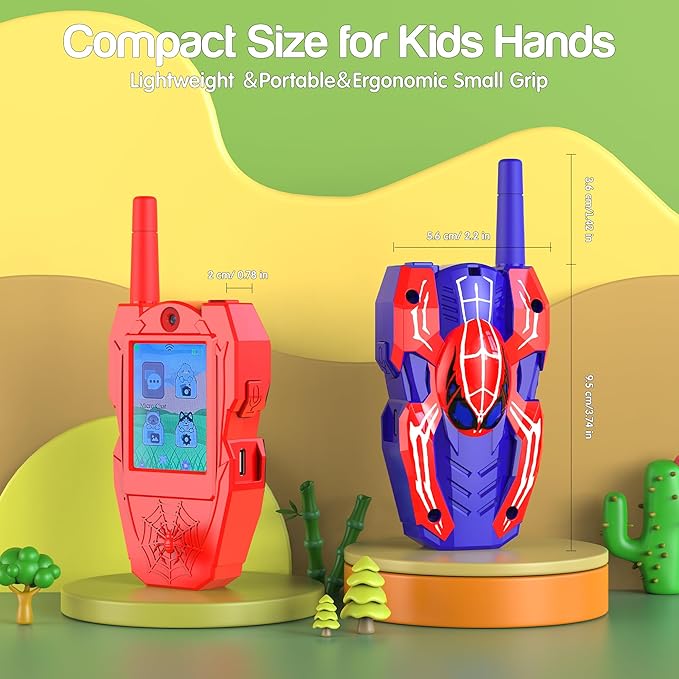 Video Walkie Talkies for Kids 2 Pack, Long Range Camera Voice Changing Two Way Radios Walkie Talkies Toys for Outdoor Indoor Play Camping Travel Adventure Hiking, Toys Birthday Gifts for Boys Girls