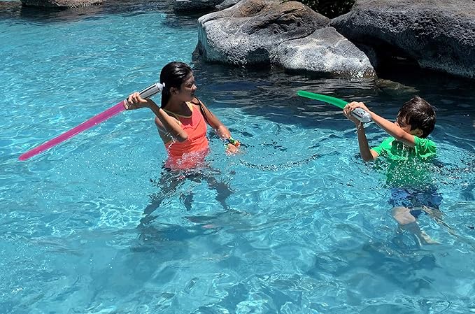 megasumer Pack of 8 Inflatable Light Saber Sword Toys - 8 Green Lightsabers - Pool, Beach, Party Favors, LARP, Halloween Costume, give Away, Christmas Stocking Stuffer