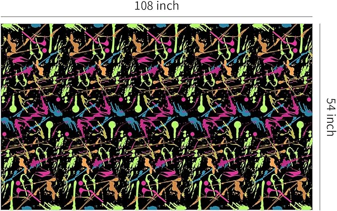 Neon Party Supplies Tablecloth - Disposable Glow Birthday Party Decorations Table Cover, Neon Glow Graffiti Theme Birthday Baby Shower Table Cloth - 4 Pack (54in x 108in)