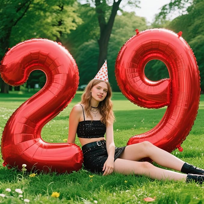 40 Inch Red Number 29 Digital Balloon,Jumbo Mylar Foil Helium Balloon for 29 Balloons for Birthday Party,Wedding Anniversary Party Decorations