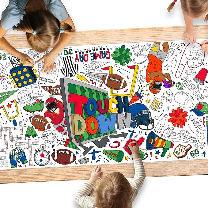 Gatherfun Football Party Giant Coloring Poster - 31.5X 72 Inches - Versatile Classroom Wall Décor & Football Birthday Decorations-Poster or Table Cover for School Parties and Special Events