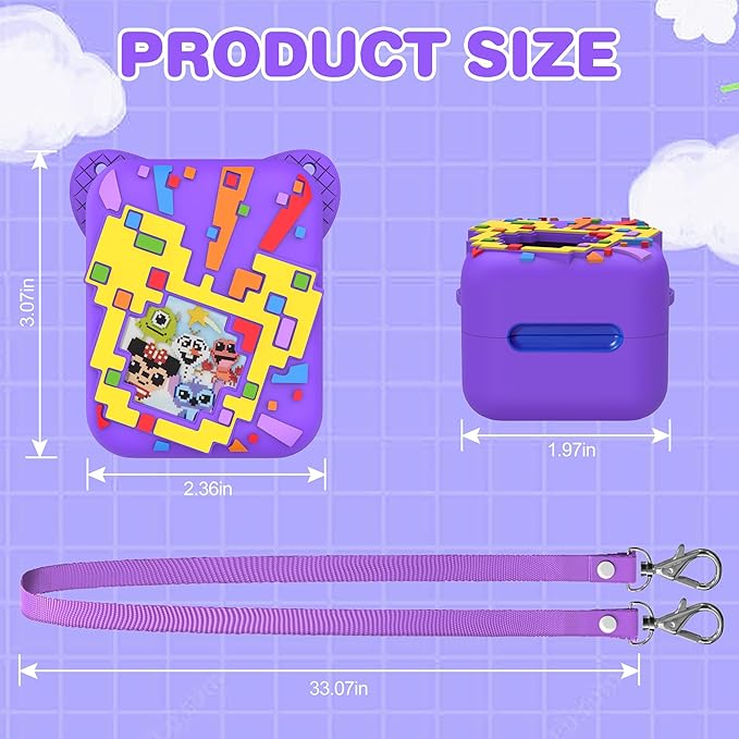 Silicone Case for Bitzee Disney Interactive Toy, Anti-Scratch, Washable, Shockproof Silicone Protective Cover for Bitzee Disney Interactive Toy Electronic Pets Accessories with Lanyard - Purple