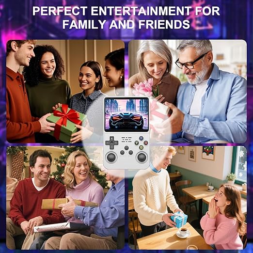 R36S Handheld Game Console, 3.5" IPS Screen Retro Game Emulator with Open Source System, Portable Video Gaming Player with Built in 3000+ Games, 64GB TF Card, Gift for Adults Teens Kids, white