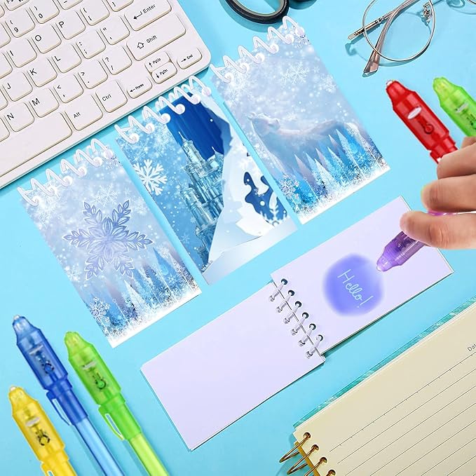 Frozen party favors |12 invisible ink pen and 12 mini Notepads| Frozen party Goodie Bag Stuffers, Classroom Prizes, party supplies