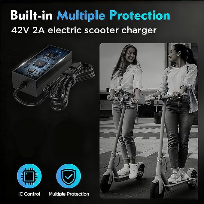 EVAPLUS SGS Certified 42V 2A Fast Charger with 3 Types of Connectors | for 36V Lithium Batteries- Compatible with Pocket Mod, Sports Mod, Electric Scooters