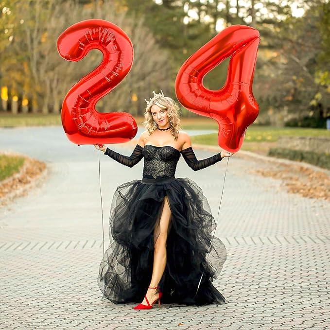 Mouse Number 4 Balloon 40 Inch Red Number 4 Balloon Mini Mouse Head Balloon for 4th Birthday Party, Black Red Large Number 4 Foil Balloon for Baby Shower Anniversary Supplies Decorations
