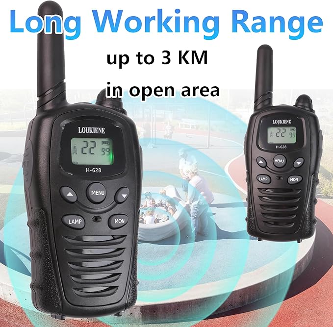 Walkie Talkies for Kids 22 Channels 2 Way Radio Toy with Backlit LCD, Flashlight 3 KMs Range for 3-12 Year Old Boys Girls Outside, Camping, Hiking (1 Pair, Black)