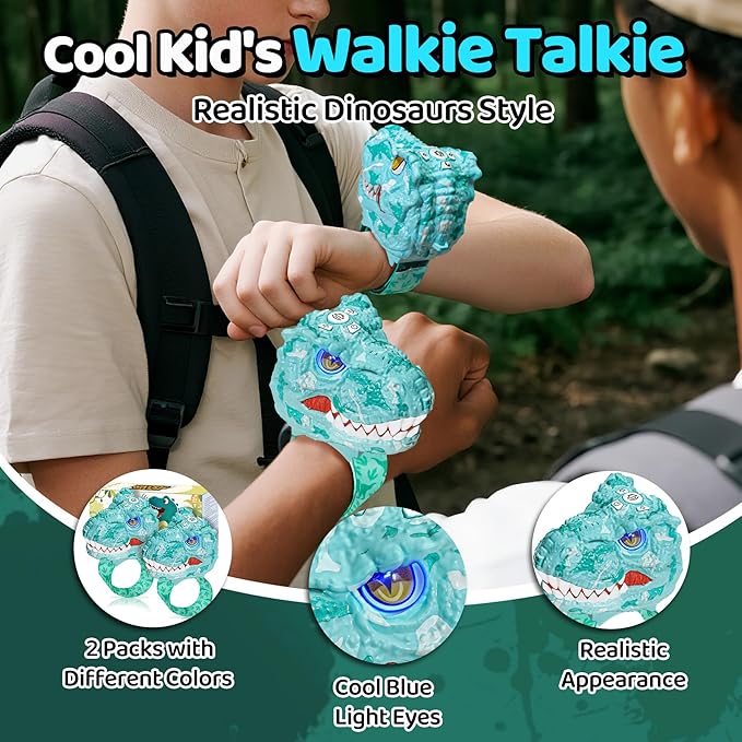 Vvinca Toddler Walkie Talkies for Kids 4 Pack - Toys for Boys Girls Age 3-12, Including Dinosaur Walkie Talkies 2 Pack, Rechargeable Walkie Talkie 2 Pack, Kids Toys for Christmas, Birthday Gifts