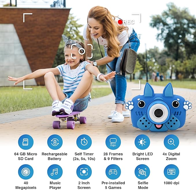 GKidz Kids Camera for Boys & Girls Toy Camera Age 3-12 Years Old Young Photographers with 64GB SD Card, Hanging Belt & Durable Silicone Case Ideal Gift for Kids | Camera for Kids | Toddler Camera
