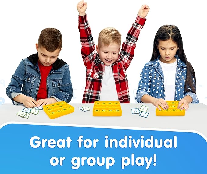 Junior Learning: Math Pop Bingo - Numbers Bubble Grid & Tile Game, Addition-Subtraction-Multiplication, Giant Problem-Solving Silicone Boards, Kids 6+