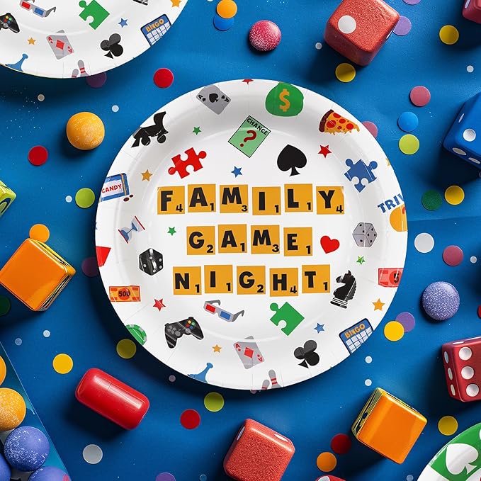 Game Night Party Decorations Set - Vibrant Game Night Themed Plates, Cups, Napkins, and Cutlery for a Memorable Evening - Disposable and Chic Game Night Party Supplies for Birthdays and Gatherings