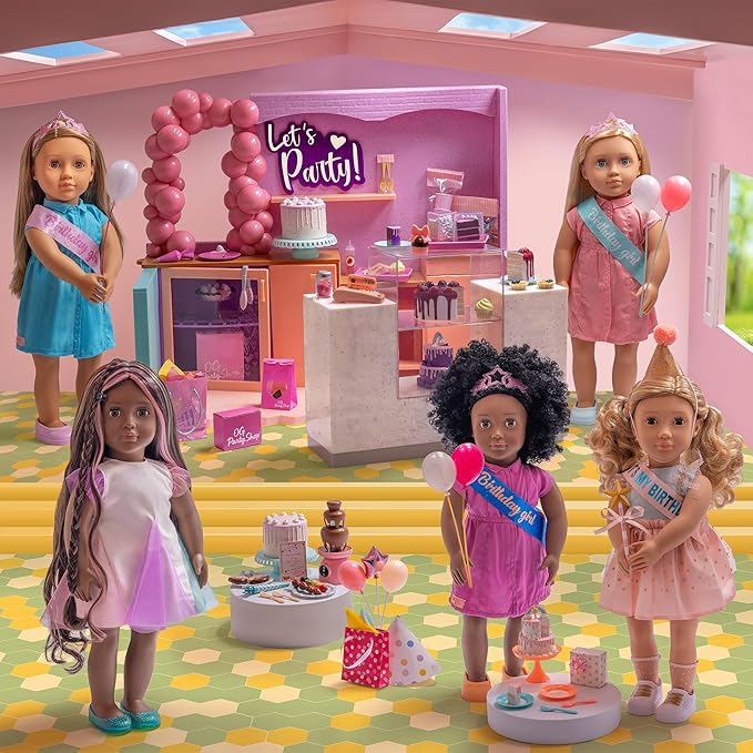 Our Generation 46 cm Dolls Party Accessories - Birthday Cake & Balloons - Doll Accessories - Toy for Children from 3 Years - Sweet Celebration Birthday Set