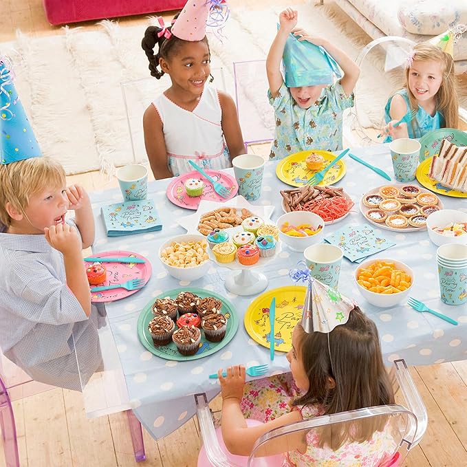 144Pcs Dog Cat Birthday Party Supplies Decorations Pet Themed Paper Plates Napkins Vintage Puppy Party Tableware Disposable Dinnerware Set for Kids Birthday Baby Shower Table Decor, Serve 24
