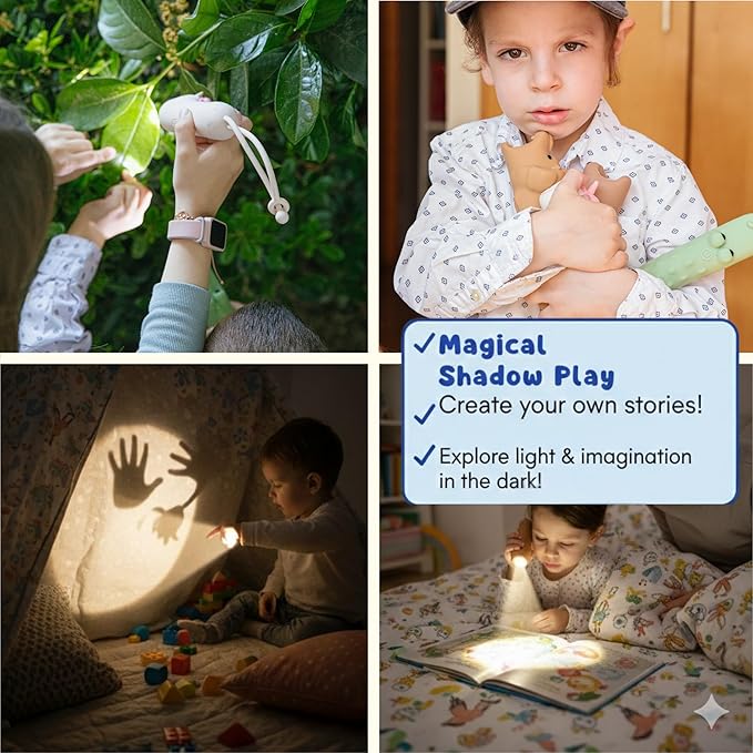 Rechargeable Kids Flashlight for Boys & Girls - Soft Silicone Dog Puppy Toy Light, Eye-Protection Dimmable 3 Modes, USB-C Charging, Small Handheld Flashlight for Camping, Reading, Birthday Gift