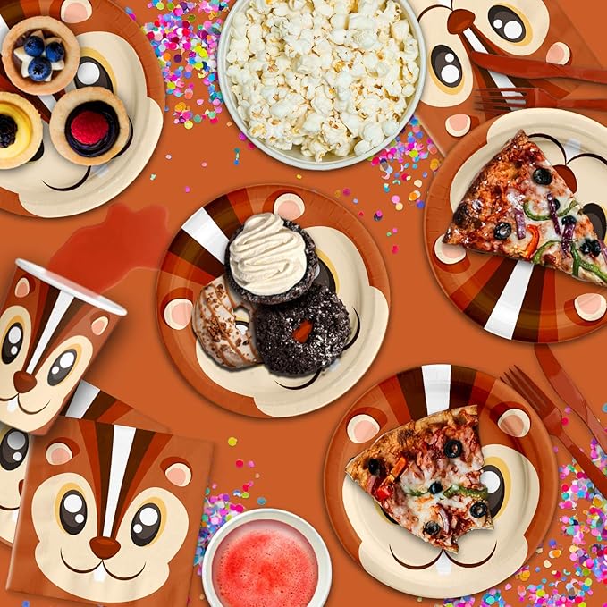 Squirrel Birthday Party Supplies Set Plates Napkins Cups Tableware Kit for 16